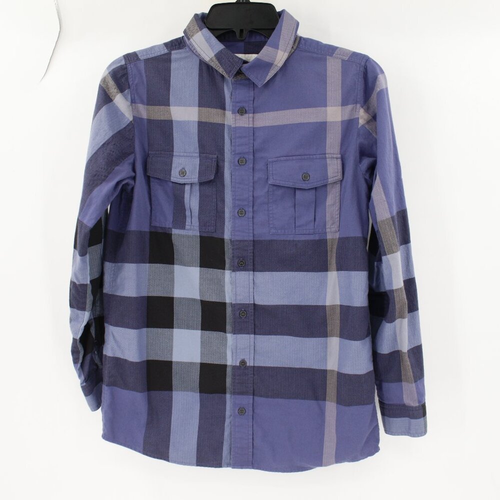 Burberry Kids Blue Plaid Button Down Shirt